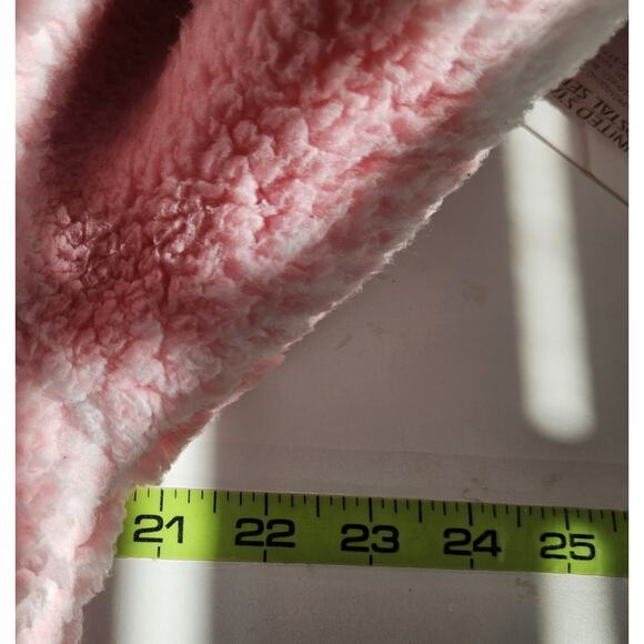 Shein XSmall 2 Sherpa Pink White Plaid Lambs Wool Cropped Jacket Cozy Cottage - Picture 9 of 10